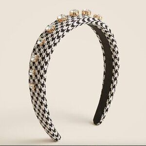 NWT Flawed J.Crew Crewcuts Girls Jeweled Headband Houndstooth Black White CD201